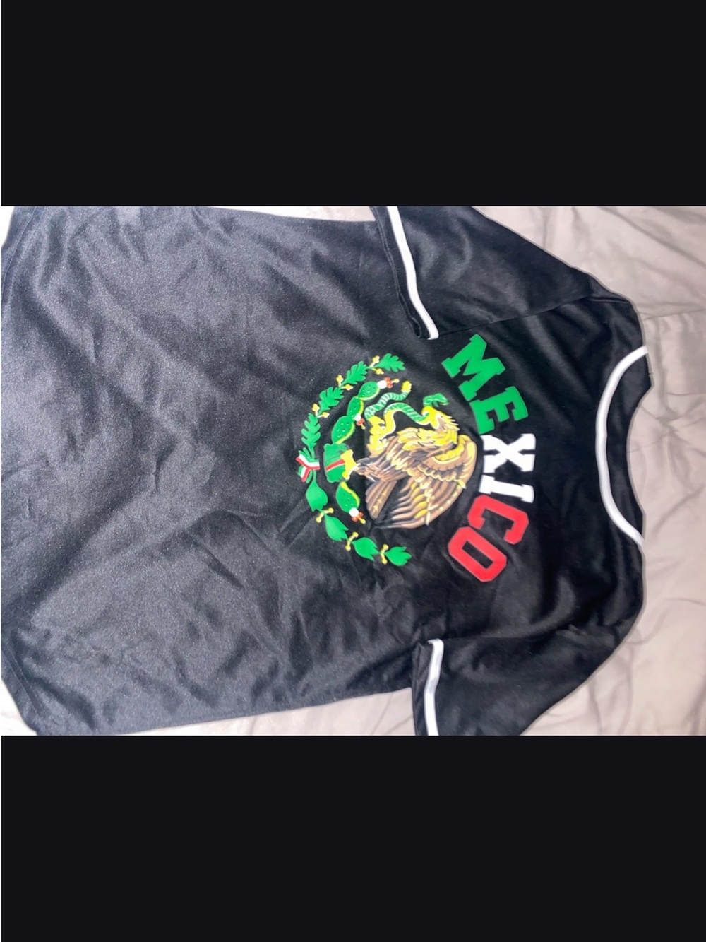 Black 'Mexico' Graphic Tee with Eagle Crest